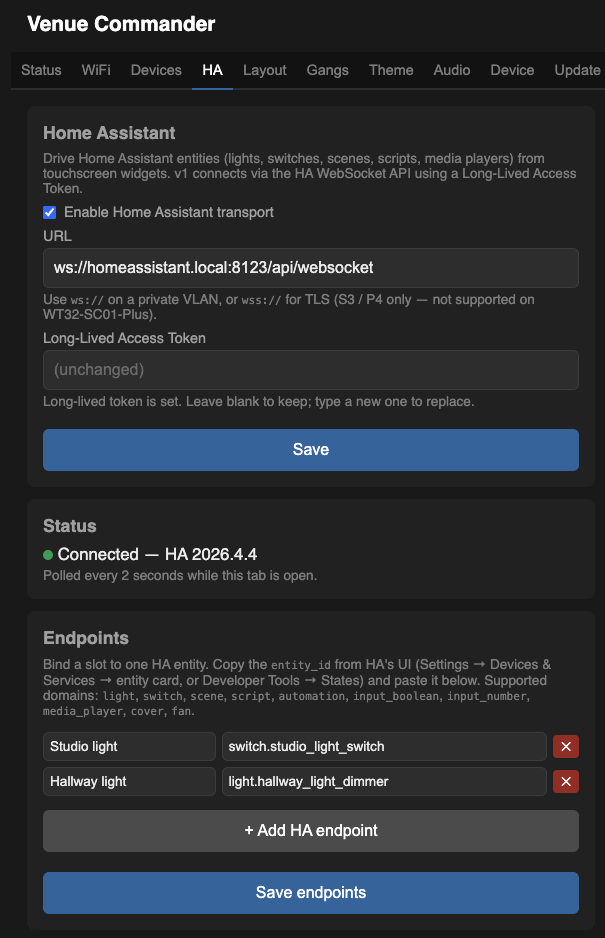 HA tab in the web UI
