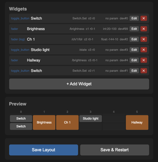 Layout editor — Page PIN Lock and live preview
