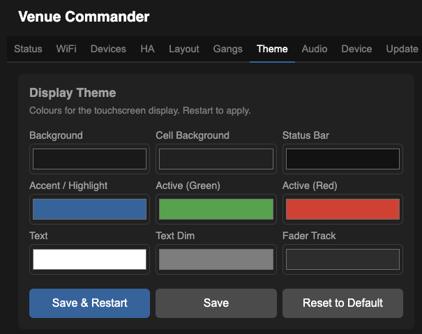 Theme tab in the web UI
