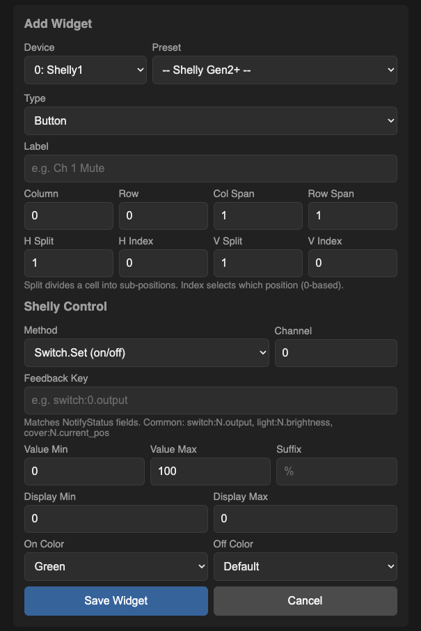 Widget editor